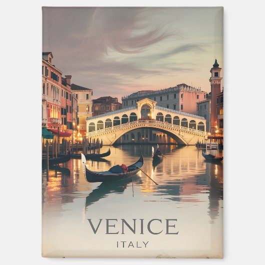Venice Italy Rialto Bridge Vintage Twilight Rustic Magneet (Voorkant)