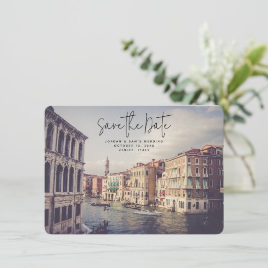 Venice Italy Wedding Save the Date Kaart (Staand voorkant)