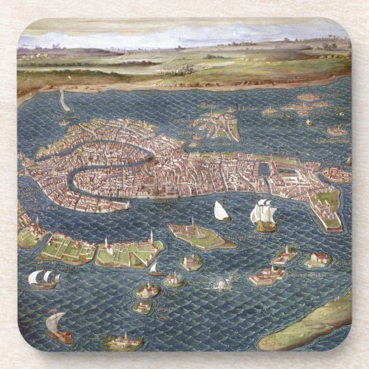 VENICE: KAART, 16E EEUW BIER ONDERZETTER (Voorkant)