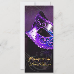 Venice Paarse Masquerade Bridal Shower Uitnodiging