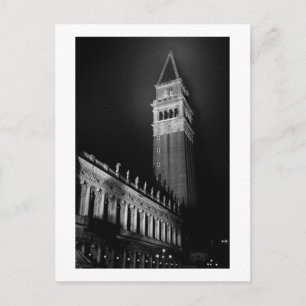 VENICE SAN MARCO TOWER BIJ NACHT B/W BRIEFKAART