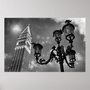 Venice San Marco Tower en Street Light Poster