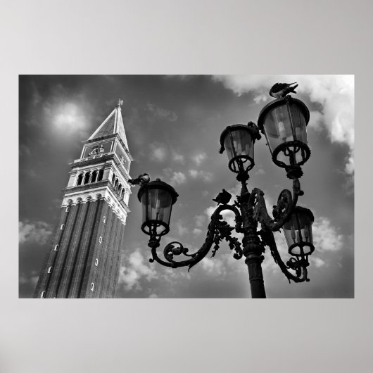 Venice San Marco Tower en Street Light Poster (Voorkant)