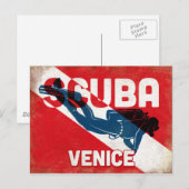 Venice Scuba Diver - Blue Retro Briefkaart (Voorkant / Achterkant)