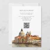 Venice Silhouette Watercolor QR Code Trouwkaart Kaart (Achterkant)