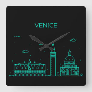 Venice skyline vierkante klok
