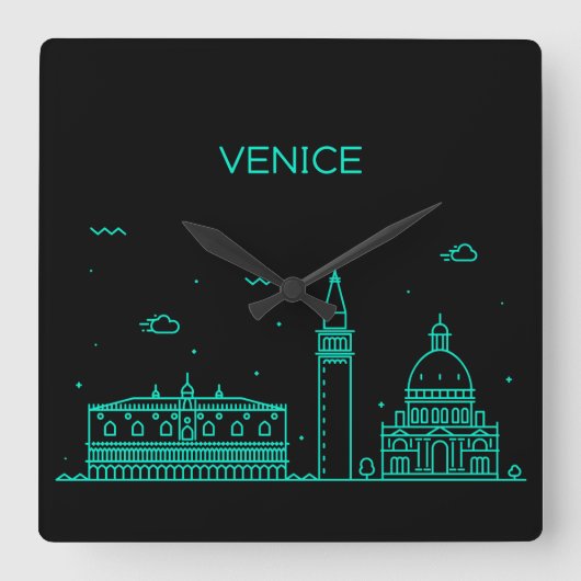Venice skyline vierkante klok (Voorkant)