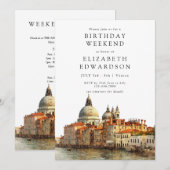 Venice Skyline Watercolor Birthday Weekend Kaart (Voorkant / Achterkant)