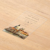 Venice Skyline Watercolor Destination Wedding Acryl Uitnodigingen (Laagn)