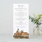 Venice Skyline Watercolor Elegant Wedding Menu (Staand voorkant)