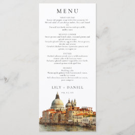 Venice Skyline Watercolor Elegant Wedding Menu