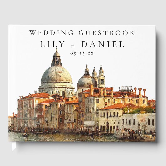 Venice Skyline Watercolor Wedding Gastenboek (Voorkant)