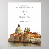 Venice Skyline Wedding Welcome Sign Poster (Voorkant)
