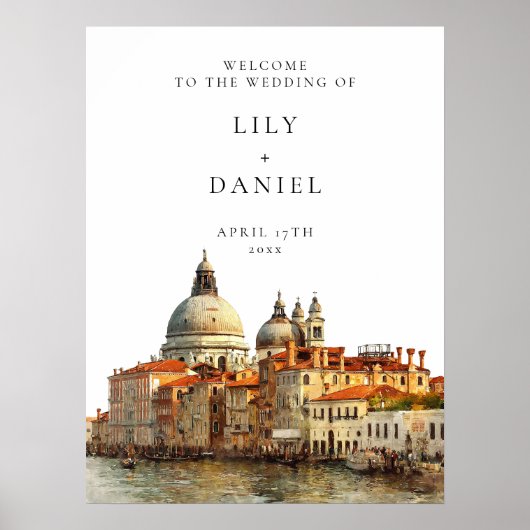 Venice Skyline Wedding Welcome Sign Poster (Voorkant)