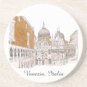 Venice St. Marks Square Classic Illustratie Zandsteen Onderzetter