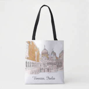 Venice St. Marks Square Pen en Ink Illustratie Tote Bag