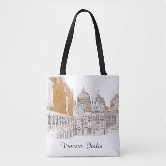 Venice St. Marks Square Pen en Ink Illustratie Tote Bag (Voorkant)