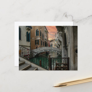 Venice Sunset Canal & Bridge – Romantic Briefkaart