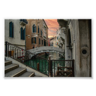 Venice Sunset Canal & Bridge – Romantic Foto Afdruk