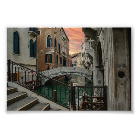 Venice Sunset Canal & Bridge – Romantic Foto Afdruk (Voorkant)
