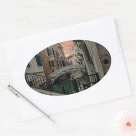 Venice Sunset Canal & Bridge – Romantic Ovale Sticker