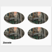 Venice Sunset Canal & Bridge – Romantic Ovale Sticker (Vel)
