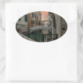Venice Sunset Canal & Bridge – Romantic Ovale Sticker (Tas)