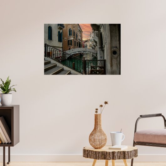 Venice Sunset Canal & Bridge – Romantic Poster (Woonkamer 3)
