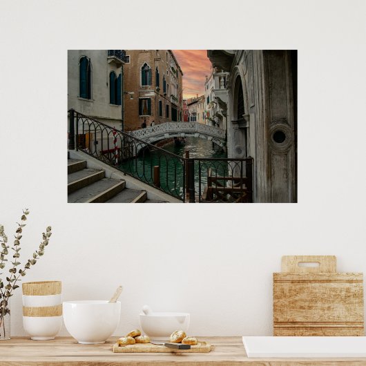Venice Sunset Canal & Bridge – Romantic Poster (Keuken)