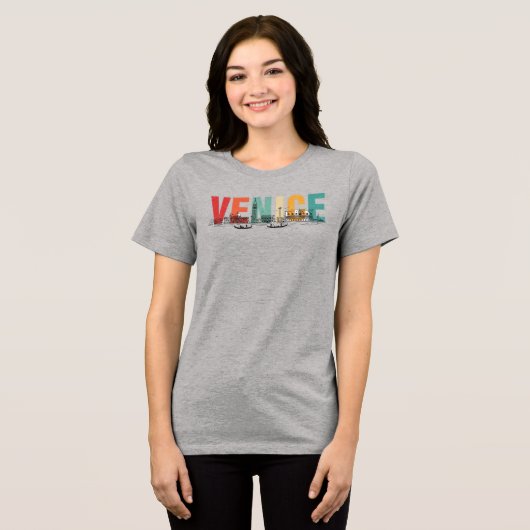 Venice Text with Skyline Tri-Blend Shirt (Voorkant volledig)