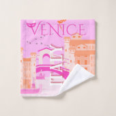 Venice Travel Art, Italië, Reiskunst, Retro, Roze Bad Handdoek (Wasdoekje)