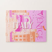 Venice Travel Art, Italië, Reiskunst, Retro, Roze Legpuzzel (Horizontaal)