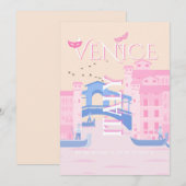 Venice Travel Art, Italië, Reiskunst, Roze Feestdagenkaart (Voorkant / Achterkant)