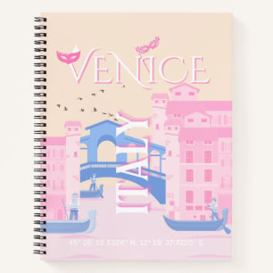 Venice Travel Art, Italië, Reiskunst, Roze Notitieboek