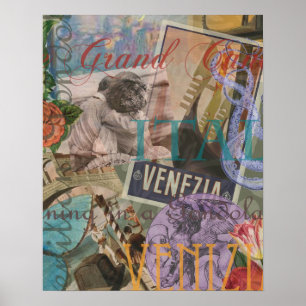 Venice  Trendy Italy Travel Collage Poster