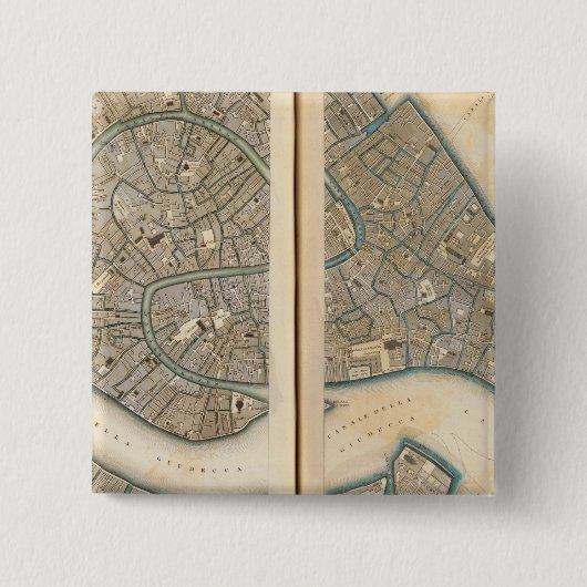 Venice Venezia Venedig Vierkante Button 5,1 Cm (Voorkant)