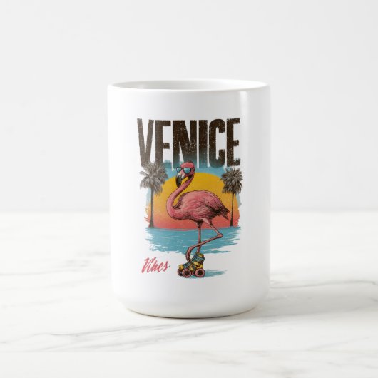 Venice Vibes Flamingo Retro Beach California Tropi Koffiemok (Center)