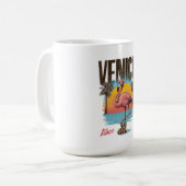 Venice Vibes Flamingo Retro Beach California Tropi Koffiemok (Voorkant links)