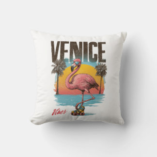 Venice Vibes Flamingo Retro Strand Californië Trop Kussen