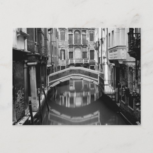 Venice Waterway Black en White Briefkaart (Voorkant)