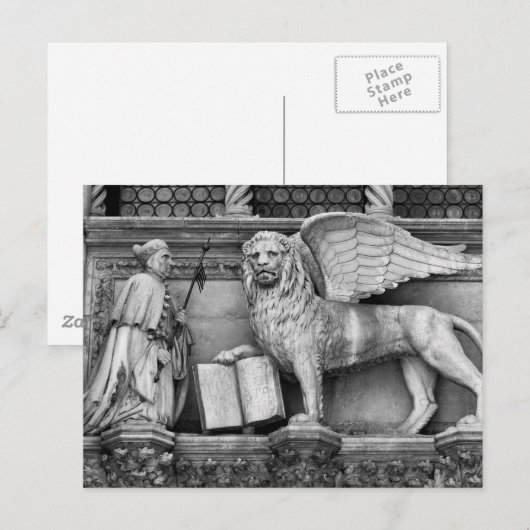 VENICE WINGING LION B/W BRIEFKAART (Voorkant / Achterkant)