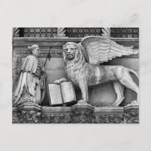 VENICE WINGING LION B/W BRIEFKAART