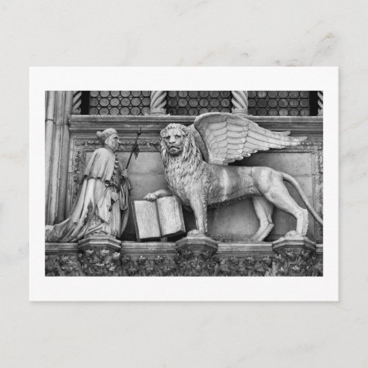 VENICE WINGING LION B/W BRIEFKAART (Voorkant)