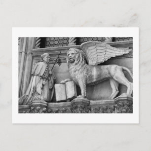 VENICE WINGING LION B/W BRIEFKAART