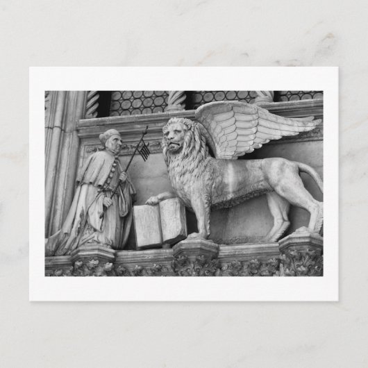 VENICE WINGING LION B/W BRIEFKAART (Voorkant)