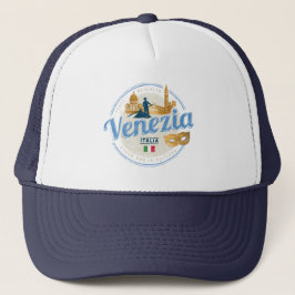 Venice with gondolier Italy carnival vintage Trucker Pet
