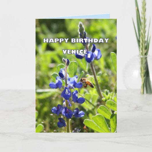 VeniceTexas Bluebonnet Happy Birthday Kaart (Voorkant)