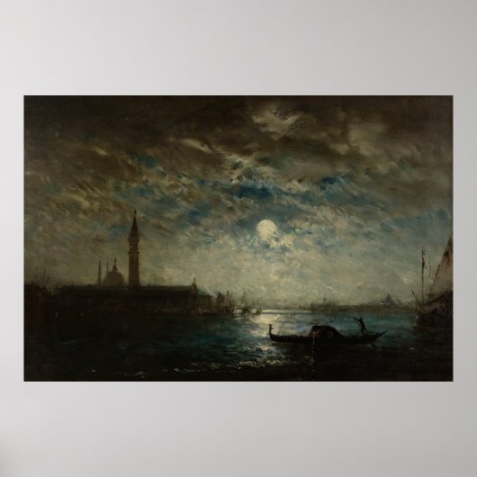 Venise et le Campanile au Clair de Lune Poster (Voorkant)