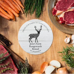 VENISON hert vlees boer marketing produceren boer Ronde Sticker