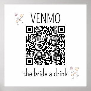 VENMO de Bride een Drink QR Code Bachelorette Part Poster